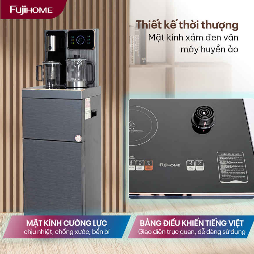 Cây nước nóng lạnh có ngăn hỗ trợ khử khuẩn UV Fujihome TB241UV